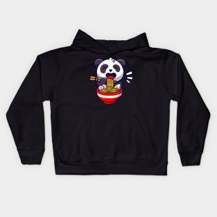 Cute Panda Bear Eats Ramen Noodle Soup Kids Hoodie